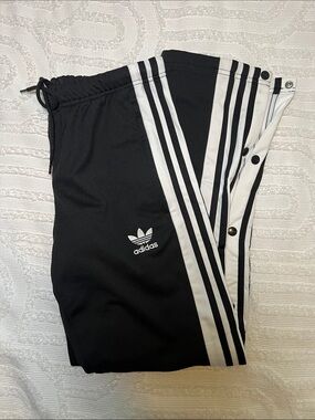 adidas Black & White Side-Snap Track Pants